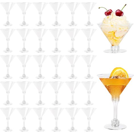 Plastic Martini Glasses, 150ml Clear Cocktail Dessert Cup for Wine, Wedding, Birthday, Buffets, Parties (1/5)