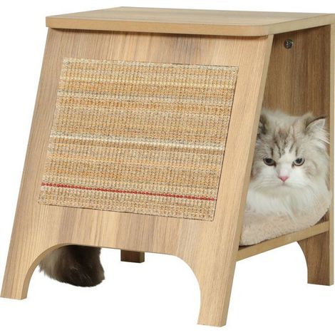 Consola para gato 3 en 1 - ZOLUX - Rascador de sisal, cama y mesa auxiliar - 43,5 cm - Boreal - Beige (1/3)