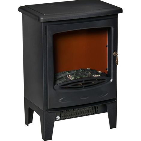 CHICFURN Camino elettrico da pavimento nero 39 x 26 x 54,8 cm effetto fiamma 900/1800 W (1/5)