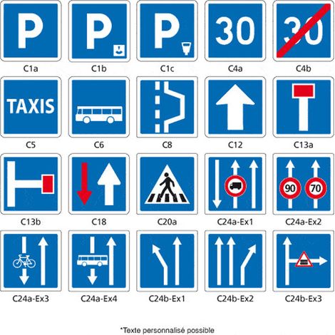PANNEAUX ROUTIER - SIGNAUX D'INDICATION - TYPE C - C4A - 500 x 500 mm