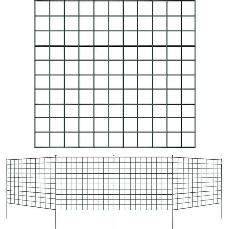 Swanew – Clôture de jardin en métal revêtu vert – Set de 11 pièces – Hauteur 78 cm – Système d'emboîtement flexible pour bassin (1/5)
