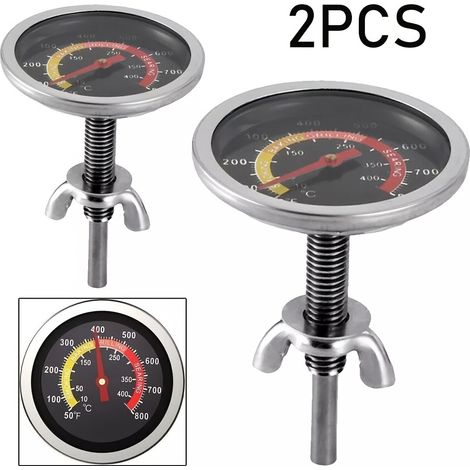 Thermomètre à aiguille pour four à gril (lot de 2) – Modèle à cadran analogique avec fonction d'étalonnage, 10–400 °C (1/5)