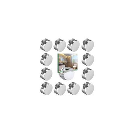 Lot de 12 Clips Ronds pour Miroir Fixation Murale en Alliage de Zinc, Charge Maximale 15 kg, Idéal Salle de Bain
