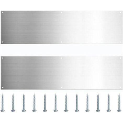Lot de 2 plaques de seuil de porte en acier inoxydable, panneau de protection de bas de porte en métal, plinthe résistante aux rayures avec vis pour portes intérieures et extérieures (1/5)