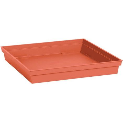 Soucoupe Carrée - EDA - Toscane - 40 cm - Pour Pot 50 cm réf. 013648 - 40 x 40 x H. 5,9 cm - Orange Terre Battue