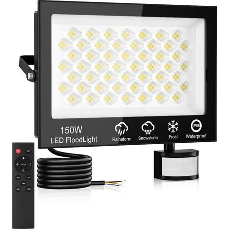 LED-Flutlicht, PIR-Bewegungsmelder, Fernbedienung, 150 W, IP66 wasserdicht, Garten-/Garage (1/5)