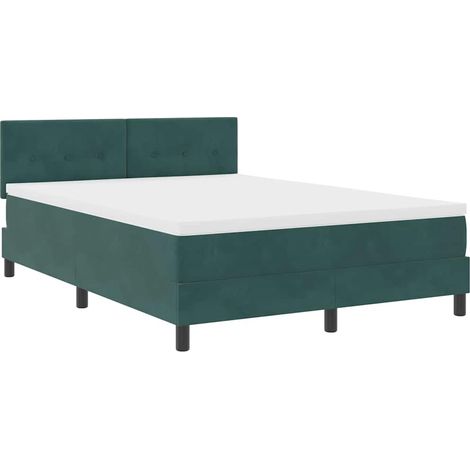 Maison Exclusive - LED Boxspringbett mit Matratze Dunkelgrün 160