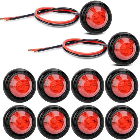 10pcs Ronde LED Ampoules Indicateurs DC 12V Voiture Tronc Feux Arrière Feu De Frein Marqueurs Latéraux Liquidation Feu de Position(Rouge) (1/5)
