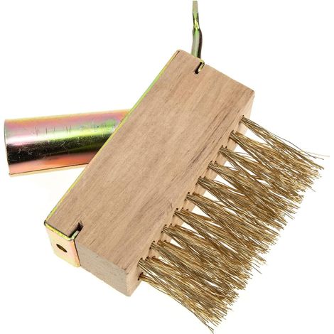 Brosse Métallique de Désherbage pour Crevasses, Tête de Rechange en Acier Manche en Bois Kaki, Retrait des Herbes et Contaminants, Usage Patio et Jardinage (1/5)