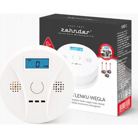 Detector de monóxido de carbono Zehnder KMD-1, alarma de 85 dB, 3 años de garantía. (1/4)