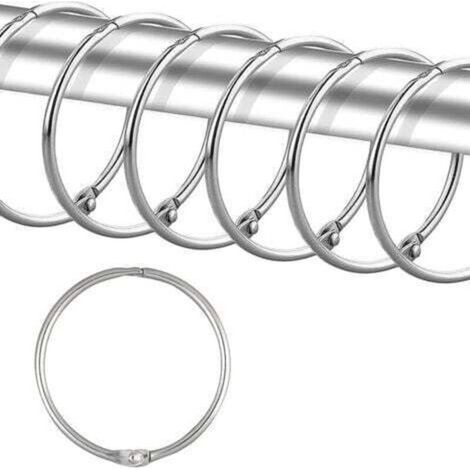 24 anneaux de rideau de douche, crochets de rideau de douche antirouille pour salle de bain, anneaux de rideau de douche ronds décoratifs et crochets de tringle de rideau de douche,argent (1/4)