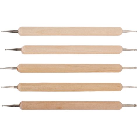 Ensemble de 5 stylos à double pointe pour le pointillage et la gravure, avec manche antidérapant, pour la sculpture sur céramique. (1/5)