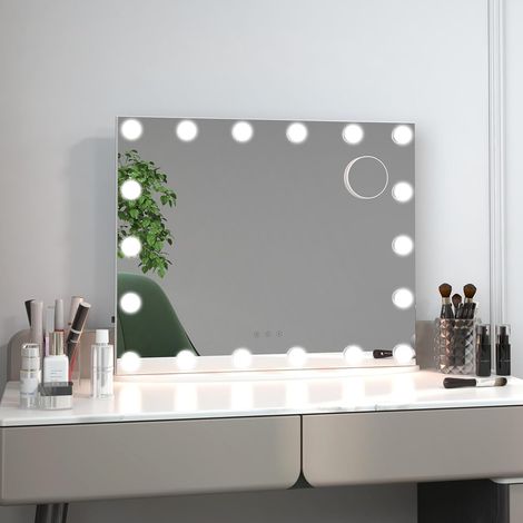 2 in 1 Tabletop&Wall Mounted Makeup Mirror Vanity Mirror w/18 LED Lights (1/5)