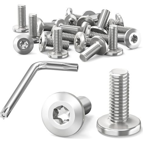 Lot de 20 vis à tête plate M4, vis Torx M4 x 20 mm en acier inoxydable A2 V2A avec clé Torx résistance Protection contre la corrosion (1/5)