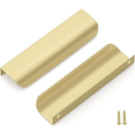 Lot de 10 Poignées de Meuble Cuisine Dorées Poignées Dorées Entraxe 128mm Poignées Cachées Poignées Placard Poignée Meuble Doré Poignée Armoires (1/4)