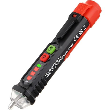 Testeur de tension, détecteur sans contact de phase et de neutre, lampe de poche intégrée, double plage de sensibilité, alarme sonore (1/5)