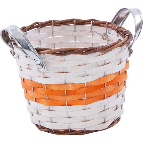Cache-pot en osier orange avec anses, diam. 20 x H. 16 cm (lot de 5) (1/4)