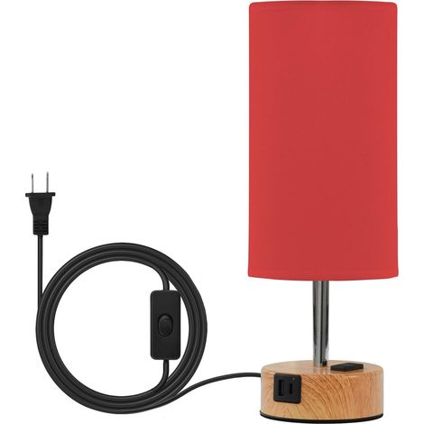Yuiboo Petite lampe de chevet rouge couleur unie avec abat-jour (1/5)