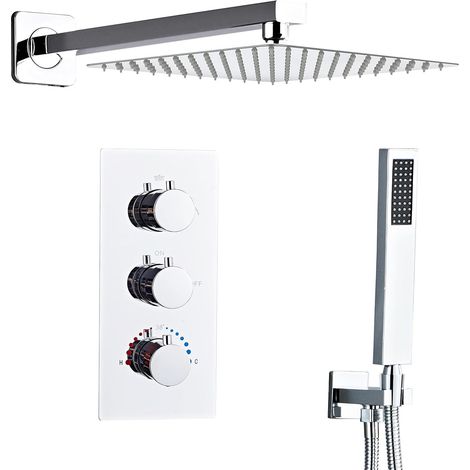 Douche Encastrée Thermostatique Chrome, Colonne de Douche Encastrée avec 30x30cm Douche de Tête, Mitigeur Douche Encastre avec Douchette (1/5)