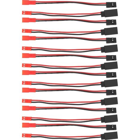 Lot de 16 fils de connecteur JST mâles et femelles JR 20 AWG 10 cm pour avions télécommandés, voitures, bateaux (1/5)