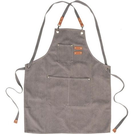 Tablier De Cuisine - 68 x 74 cm - Marron - Polyester-Coton - Dos Croisé - 3 Poches - Lavable En Machine (1/5)