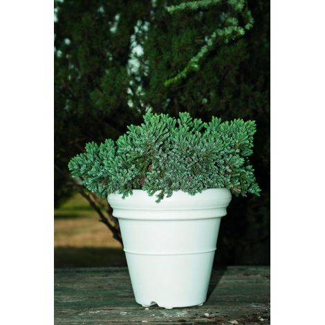Vaso resina Doppio Bordo Liscio cm. 60 Bianco