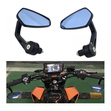 Rétroviseurs Moto,7/8" 22mm Retroviseur Moto Embout de Guidon, Anti-Glare Moto Rétroviseurs Latéraux, Retro Retroviseur de moto guidon pour Scooter Yamaha Z750 Z1000 MT03 MT09 FZ1 FZ6 (1/5)