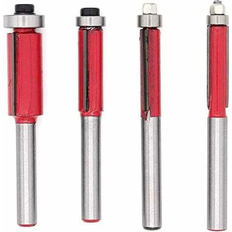 4-teiliges 1/4"-Kopierfräser-Set, Heimwerker-Holzbearbeitungswerkzeuge mit Kugellager, Bündigfräser (1/5)