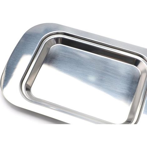 Burriera in acciaio inox con coperchio - adatta per la colazione e l'uso in cucina - contiene 250 g di burro - argento - 185 x 122 x 70 cm (1/2)