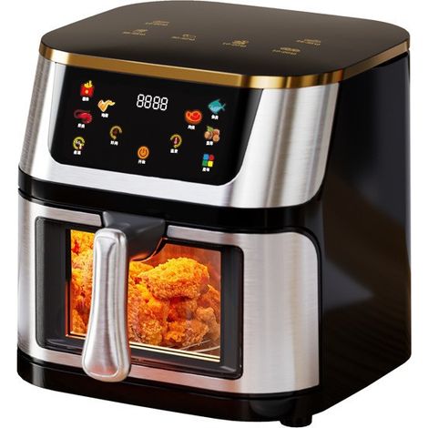 Friteuse à air 10L, friteuse domestique multifonctionnelle fermée invisible en acier inoxydable, four électrique automatique, grande capacité, cuisson intelligente (1/3)