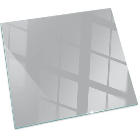 Plaque de sol pour cheminée ou poêle en verre trempé avec impression Couleur Gris clair Carrée 60x60 cm (1/5)