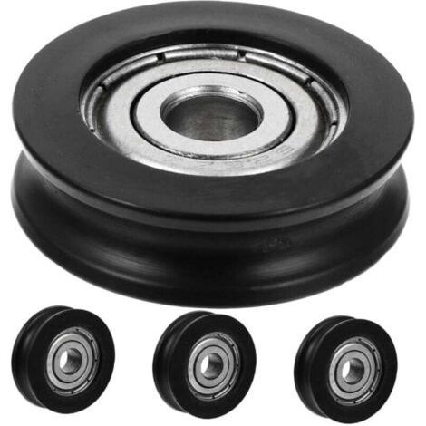 4 Pieces U-groove Bearing Pulley for Hardware Windows Sliding Doors Nylon Wheel U-type Guide (1/4)