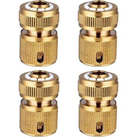 Connecteurs rapides pour tuyau d'arrosage en laiton, 4 pièces, connecteurs rapides pour tuyau d'arrosage 1/2" (1/4)