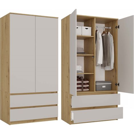 TURIN – Armadio per camera da letto – Penderie multifunzione – 2 porte + 2 cassetti – Cabina armadio – Artigianale e Cachemire (1/5)