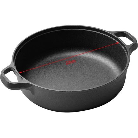 Poêle à frire en fonte pré-enduite de 22 cm pour toutes les plaques de cuisson, y compris l'induction, cuisson saine (1/5)