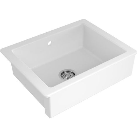 Infinitio lavello da incasso in ceramica 62x49,5x20,5 cm, con troppopieno, senza sifone, bianco (SATSINK6249) (1/2)