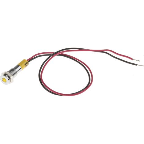 Voyant LED lumineux  Jaune RS PRO, dia. 6mm, 24V c.c., taille de la lampe 3 mm, IP67 ( Prix pour 1 )
