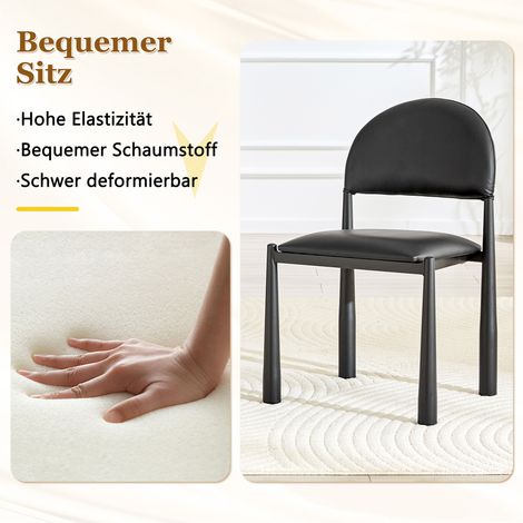 Set de 2 chaises de salle à manger modernes, fauteuil rembourré à dossier semi-circulaire, chaise de cuisine en similicuir PU avec pieds en métal, uniquement chaises incluses, sans table, hauteur 80 c (1/5)