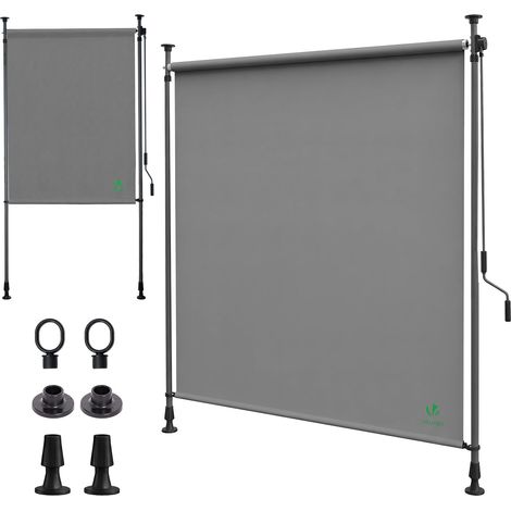 VOUNOT® Store vertical sans perçage 100x310cm extensible - Brise-vue extérieur pour balcon terrasse jardin - Polyester - Gris