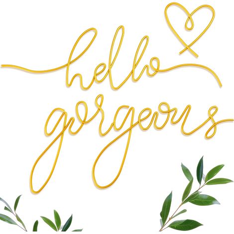 Décoration murale métallique glamour – Style minimaliste Panneau « Hello » pour salon (Doré, style classique) (1/5)