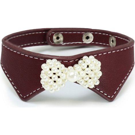 Collare decorativo in similpelle con perline modello Gentleman per cani