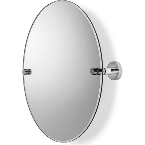 Croydex Round Tilting Bathroom Mirror, Flexi-Fix, Chrome, 46 x 46cm - Metra (1/5)