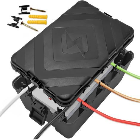 Scatola di derivazione impermeabile, protezione per prese elettriche esterne IP54 con 7 fori, scatola elettrica resistente alle intemperie per proteggere prese e interruttori (1/5)