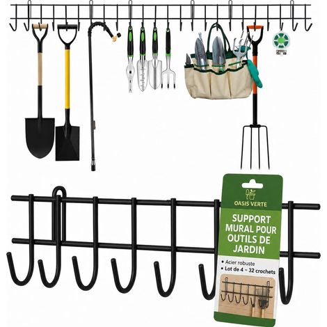 Étagère à outils de jardin 160 cm – Organiseur robuste en métal pour accessoires d’abri de jardin, râteaux et pelles (1/5)