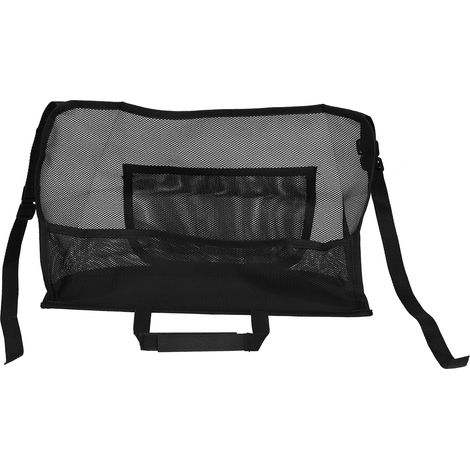 Poche de rangement filet auto universel entre sièges, organiseur sac mesh noir, barrière animaux/enfants, accessoire voiture pratique (1/5)