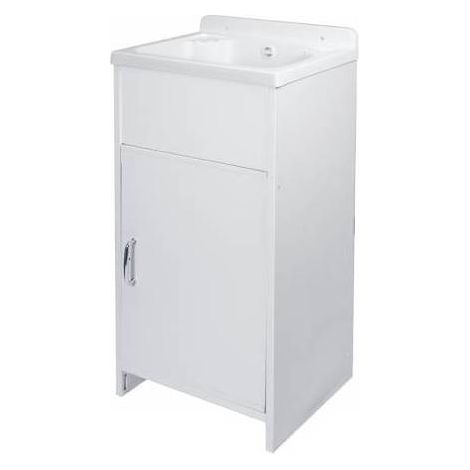 Lavatoio compatto realizzato in PVC con vasca in polipropilene. Chiusura a un'anta. Adatto per installazione da esterno. Altezza 82 cm.(DianFlex) Misura: L cm. 42 x P cm. 35