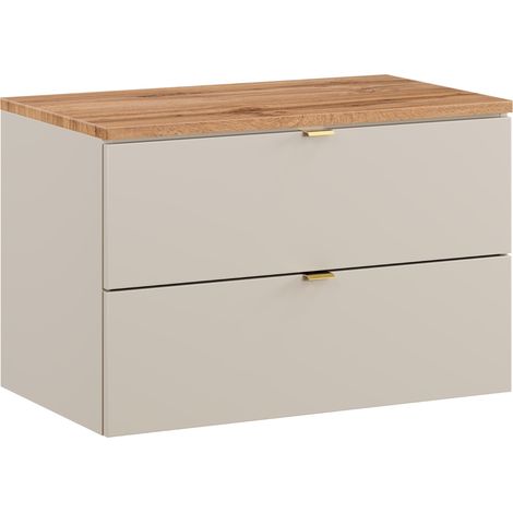 Meuble sous vasque à suspendre avec le plan chêne DALIA CACHEMIRE 80 cm (1/5)
