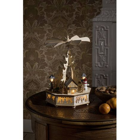 Konstsmide 3220-100 Figurine en bois village blanc chaud LED bois avec port USB (1/2)