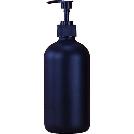 500 ml wiederbefüllbare, schwarz/weiße Glasflasche mit auslaufsicherer Pumpe für Shampoos und Flüssiggels (1/5)