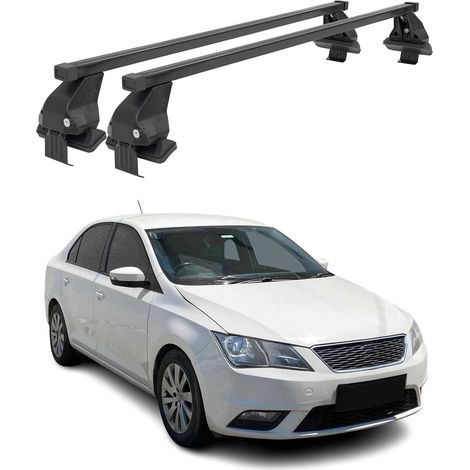 OMAC Dachträger Querträger Stahl für Seat Toledo IV 2012-2019 – Abschließbar – City-Crash-getestet – DIN 75302:2019 – ISO/PAS 11154:2006 – Max. 50 kg Schwarz (1/5)